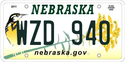 NE license plate WZD940
