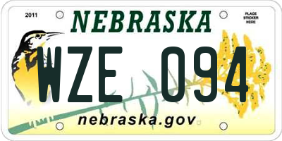 NE license plate WZE094