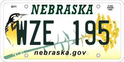 NE license plate WZE195