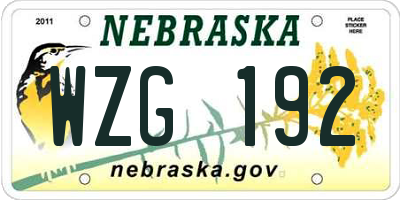 NE license plate WZG192