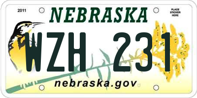 NE license plate WZH231