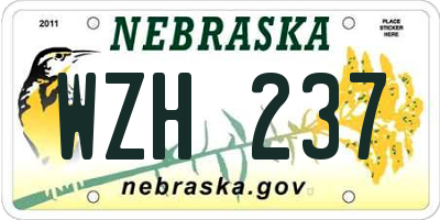NE license plate WZH237