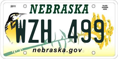 NE license plate WZH499