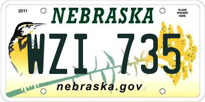 NE license plate WZI735