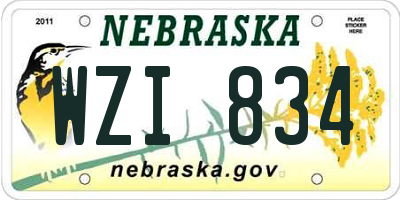 NE license plate WZI834
