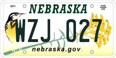 NE license plate WZJ027