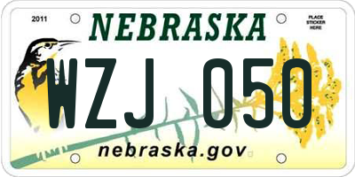 NE license plate WZJ050