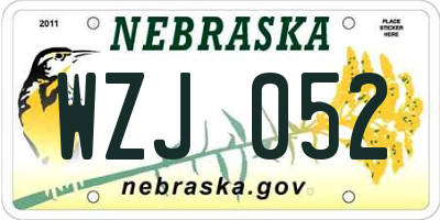 NE license plate WZJ052