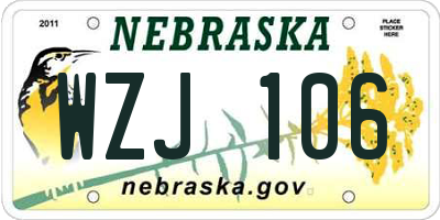 NE license plate WZJ106