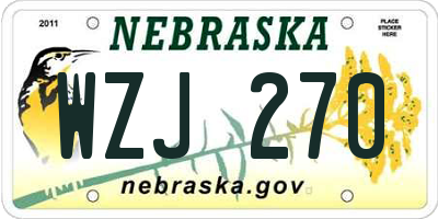 NE license plate WZJ270