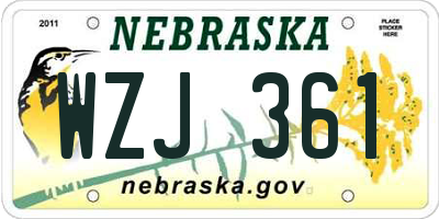 NE license plate WZJ361