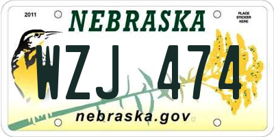 NE license plate WZJ474