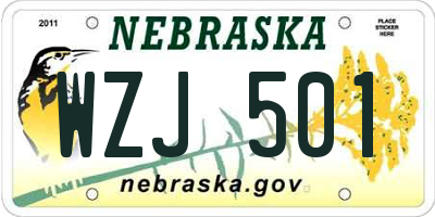 NE license plate WZJ501