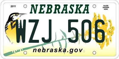 NE license plate WZJ506