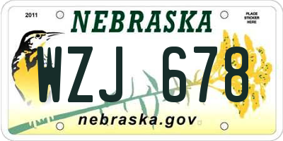 NE license plate WZJ678