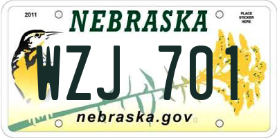 NE license plate WZJ701