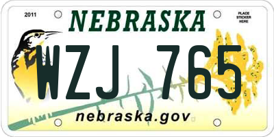 NE license plate WZJ765