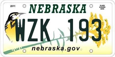 NE license plate WZK193