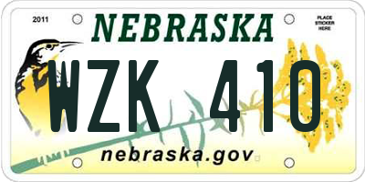 NE license plate WZK410