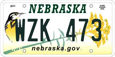NE license plate WZK473