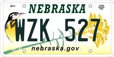 NE license plate WZK527