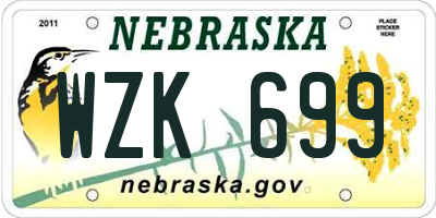 NE license plate WZK699