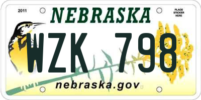 NE license plate WZK798
