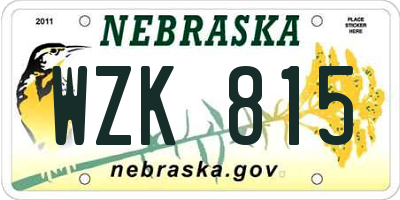 NE license plate WZK815