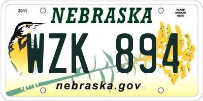 NE license plate WZK894