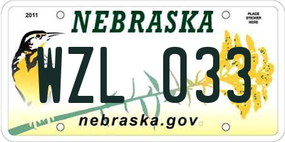 NE license plate WZL033