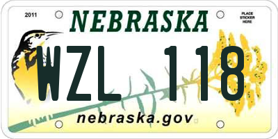 NE license plate WZL118