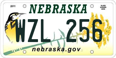 NE license plate WZL256