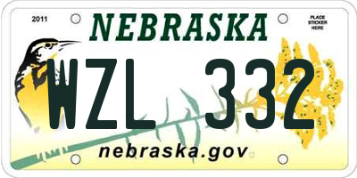 NE license plate WZL332
