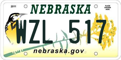 NE license plate WZL517