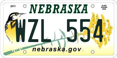 NE license plate WZL554