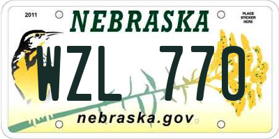 NE license plate WZL770