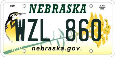NE license plate WZL860
