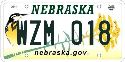 NE license plate WZM018