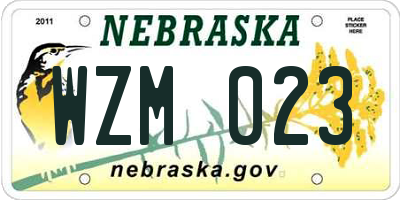 NE license plate WZM023