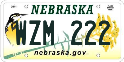 NE license plate WZM222