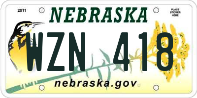 NE license plate WZN418
