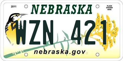 NE license plate WZN421