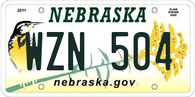 NE license plate WZN504