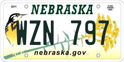 NE license plate WZN797