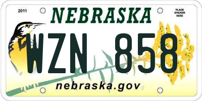 NE license plate WZN858
