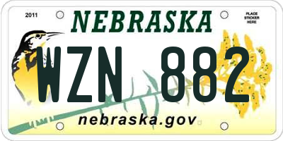 NE license plate WZN882