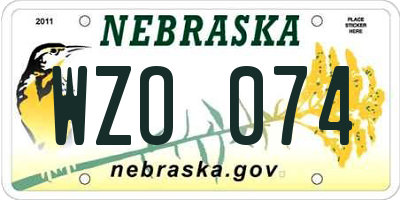 NE license plate WZO074