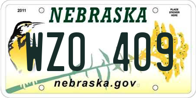 NE license plate WZO409