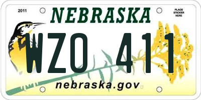 NE license plate WZO411