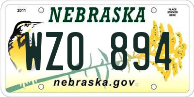 NE license plate WZO894